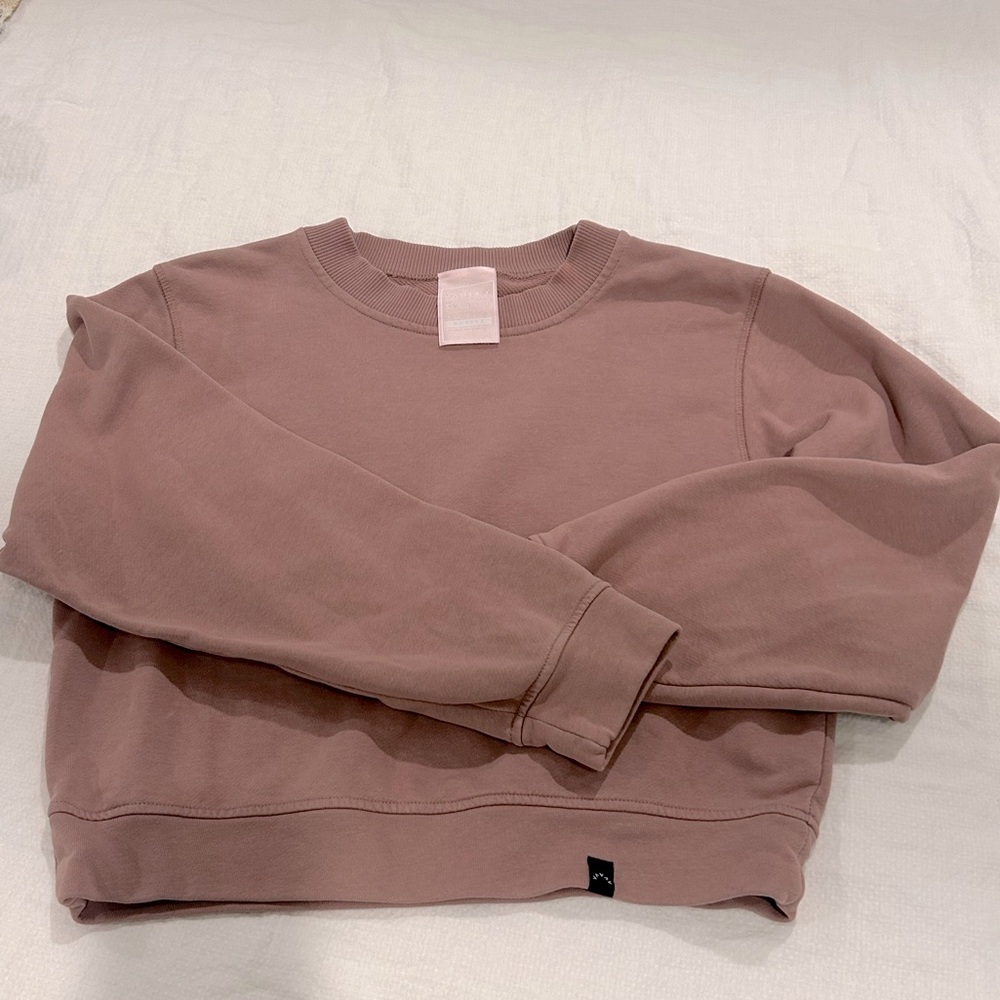 Varley crew neck cropped sweatshirt pale rose mauve xs